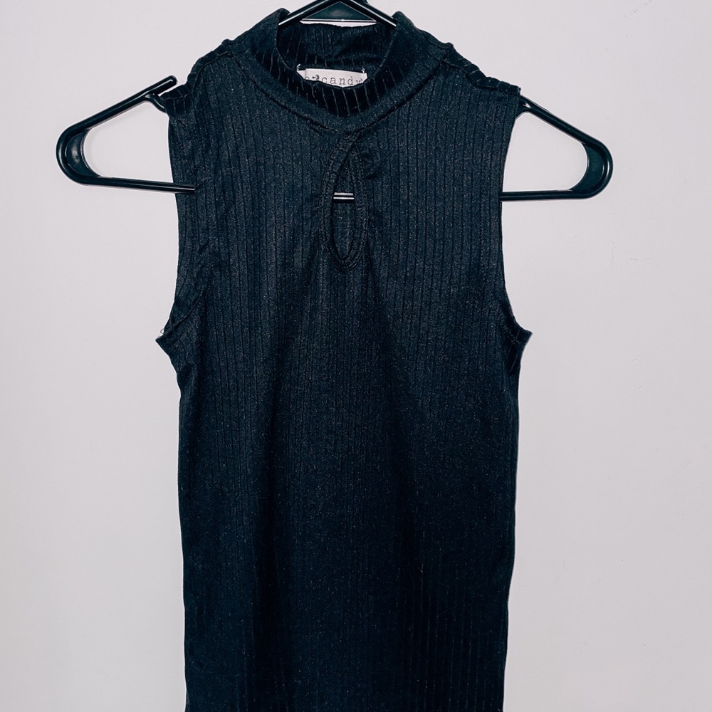 EYECANDY haltered sleeveless ribbed black tank top